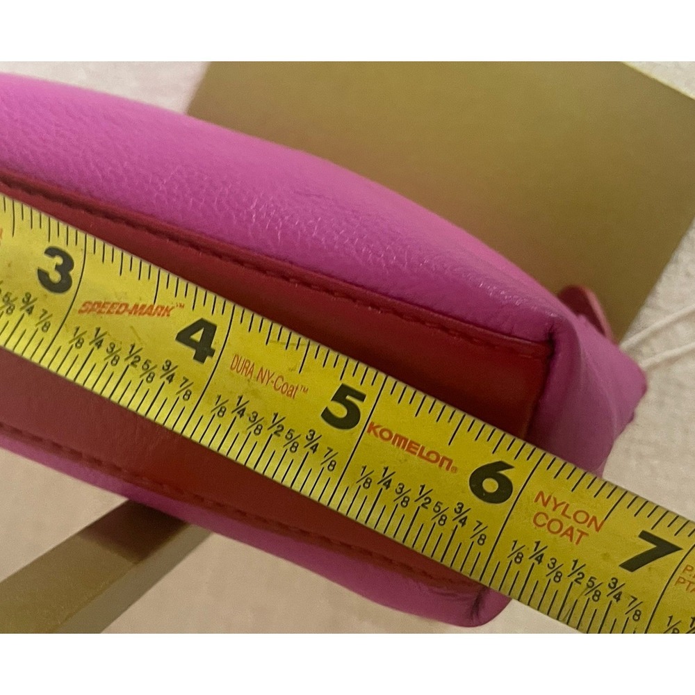 ILI New York NWT Women's Fuchsia Leather Cosmetic Pouch Red Lips‎ Makeup Bag - Picture 10 of 11